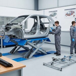 Учебно-производственная мастерская  «Инновационные технологии кузовного ремонта». Зона восстановления геометрии кузова (Стапельный участок)